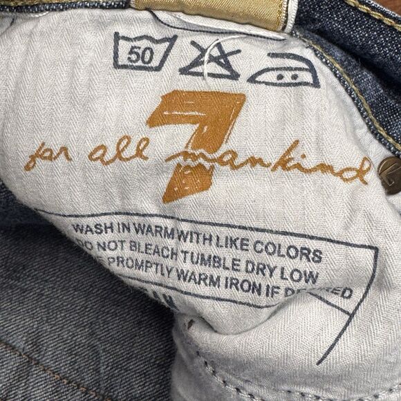 7 For All Mankind Dojo Dark Wash Wide Leg Denim Jeans Women's Size 27 Casual - Picture 8 of 9